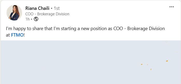 A LinkedIn update by Riana Chaili