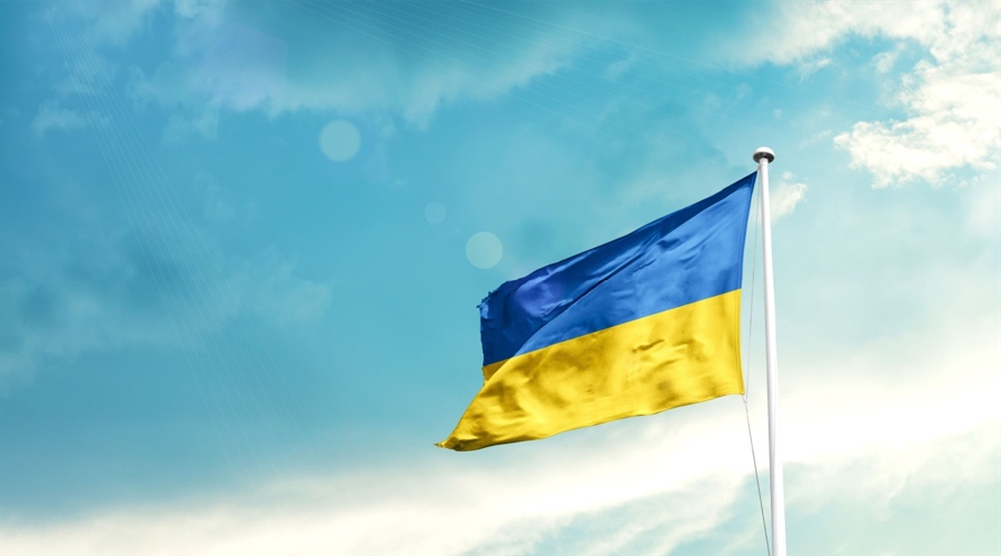 A flag of Ukraine