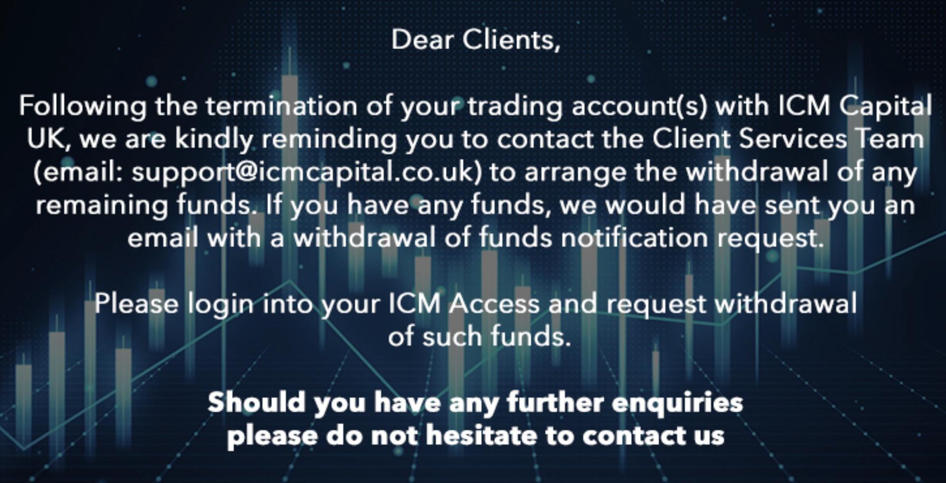 A notice on ICM.com UK's website
