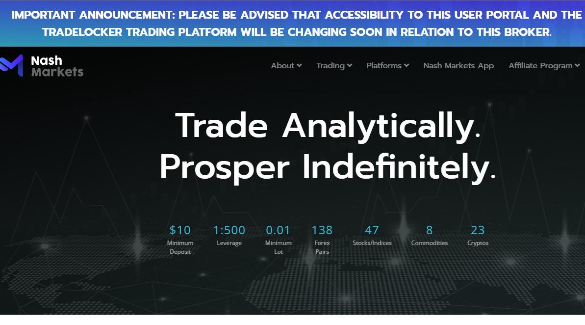 A notice on the Nash Markets website