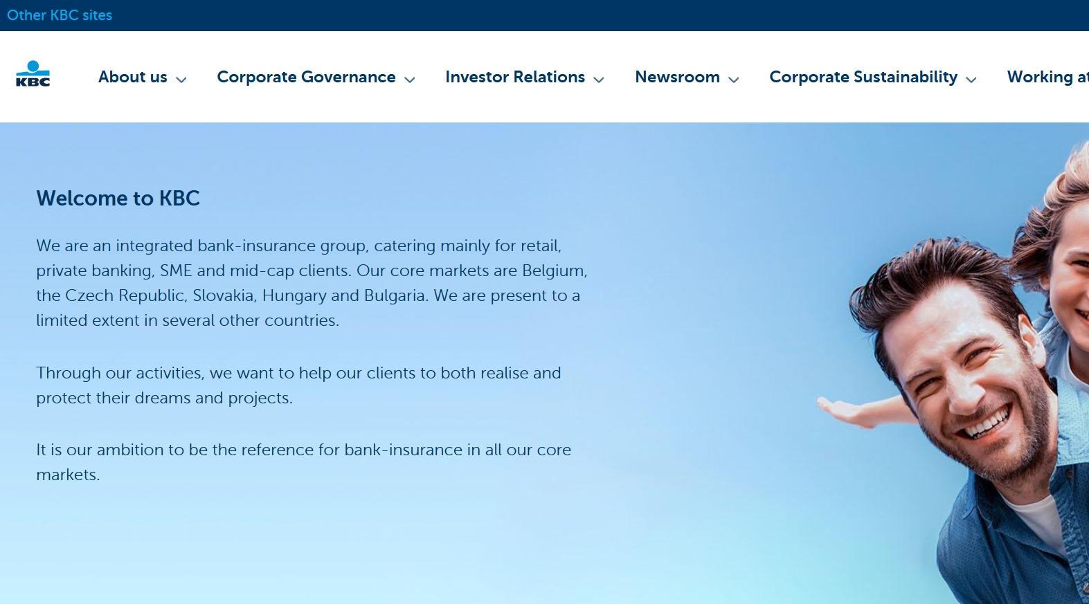 A screenshot from KBC’s website