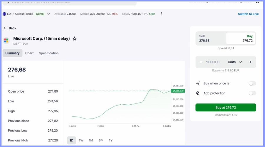 A screenshot of Admirals' new trading platform
