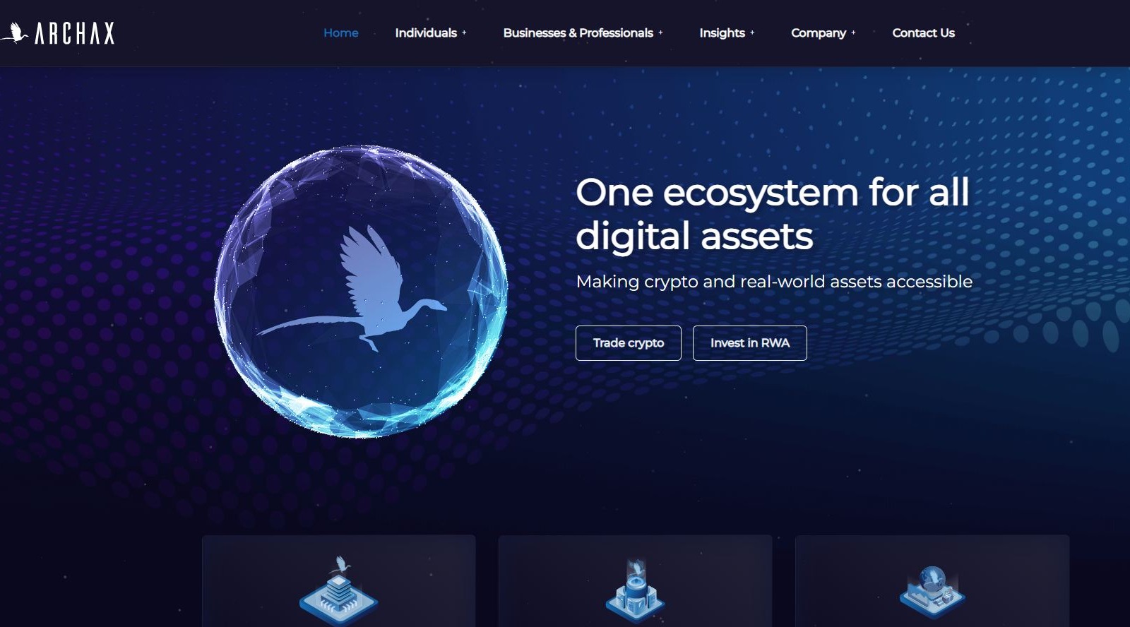 A screenshot of Archax's website