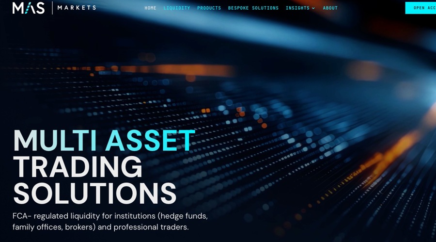 A screenshot of MAS Markets homepage