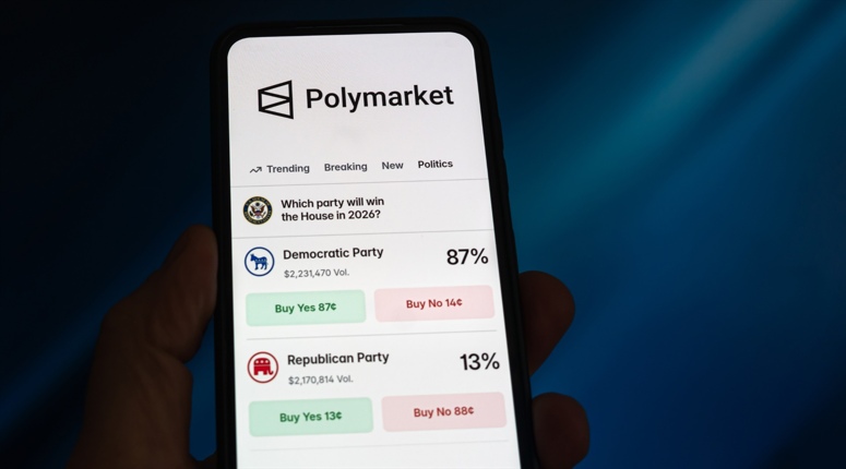 A screenshot of Polymarket (shutterstock)