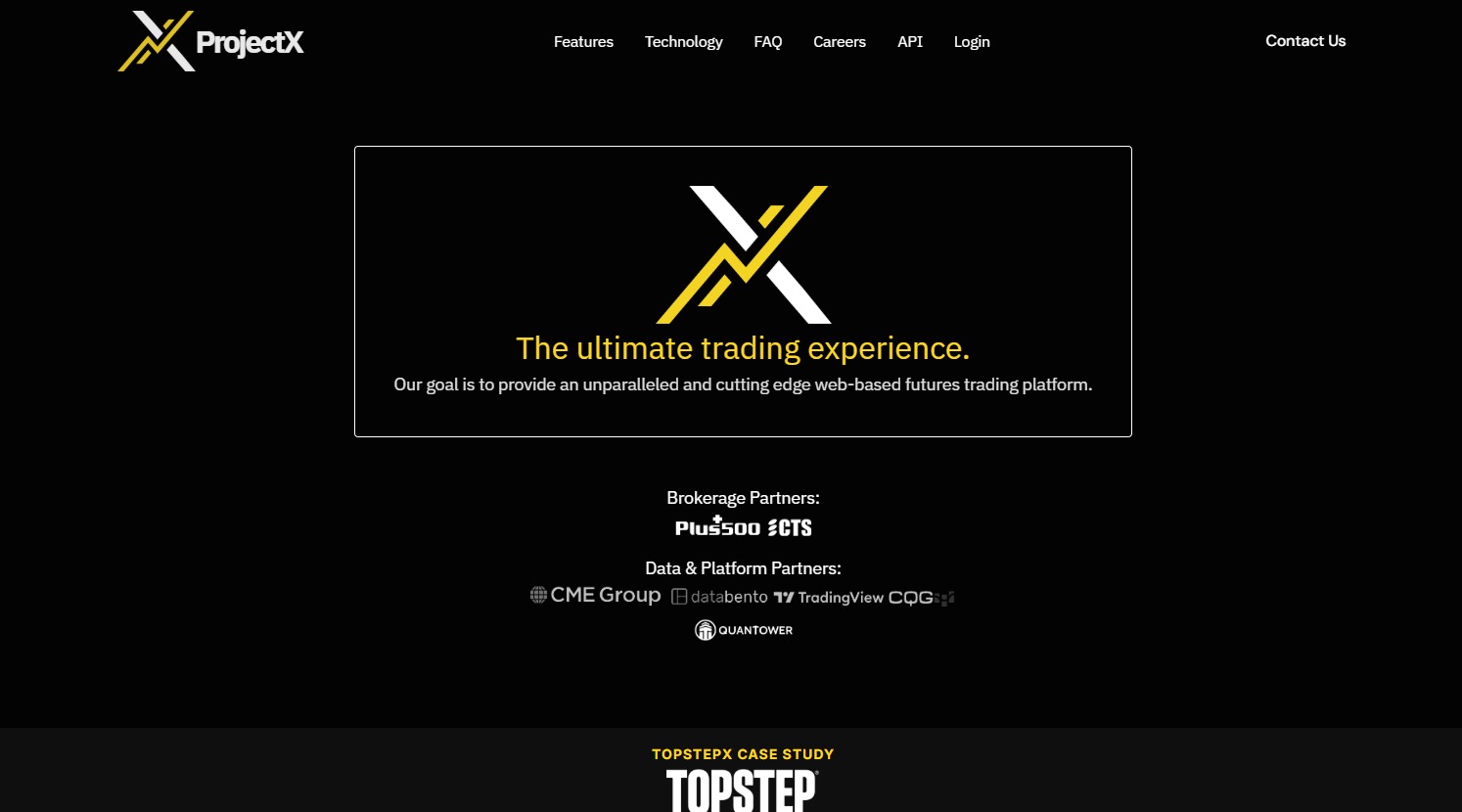 A screenshot of ProjectX's website