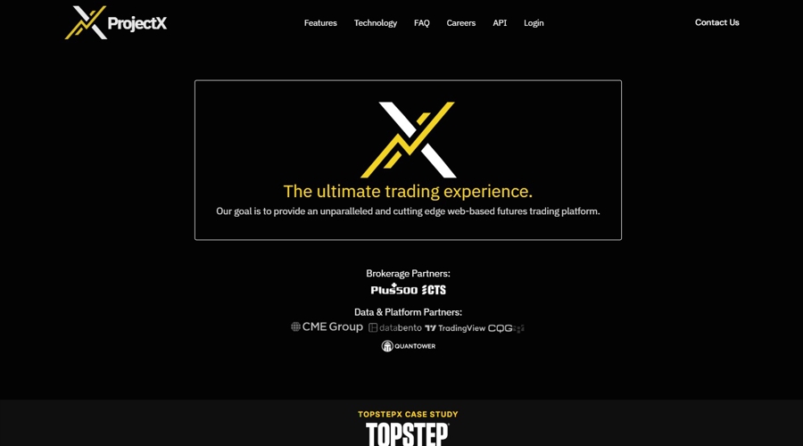 A screenshot of ProjectX's website