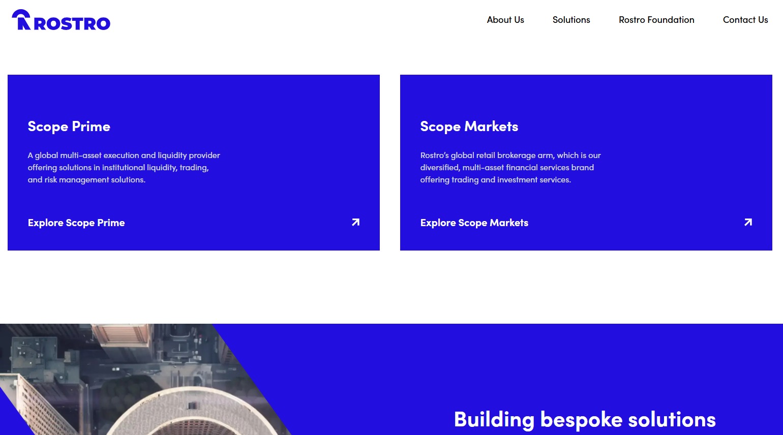 A screenshot of Rostro's website