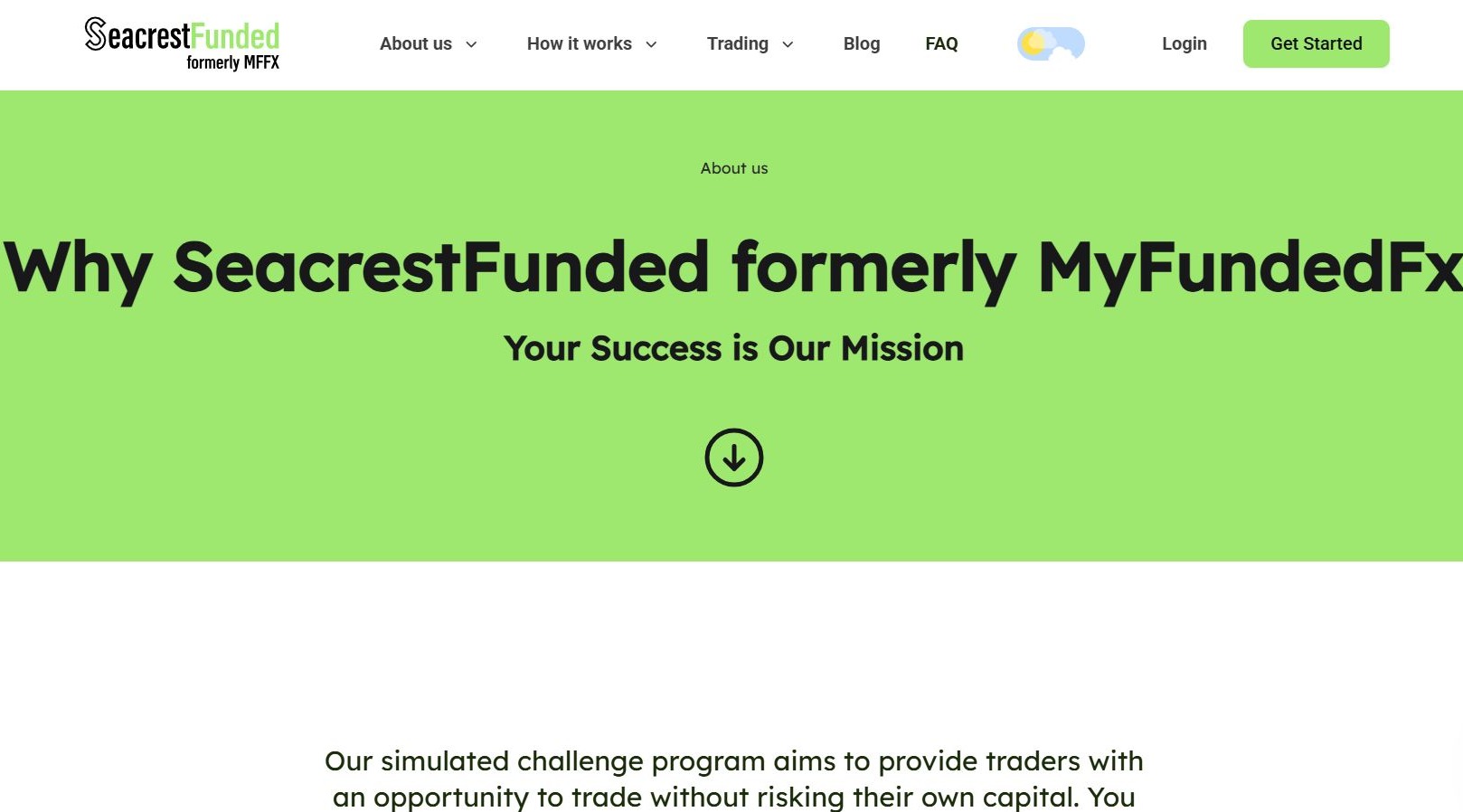 A screenshot of SeacrestFunded website