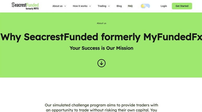 A screenshot of SeacrestFunded website