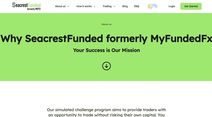 A screenshot of SeacrestFunded website