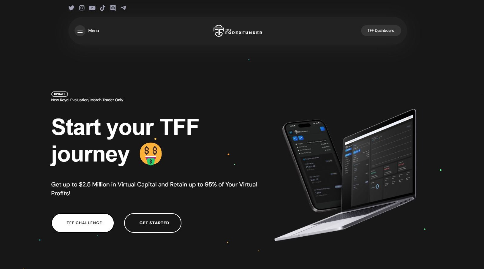 A screenshot of The Forex Funder website