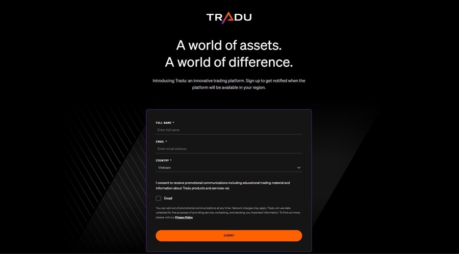 A screenshot of Tradu website