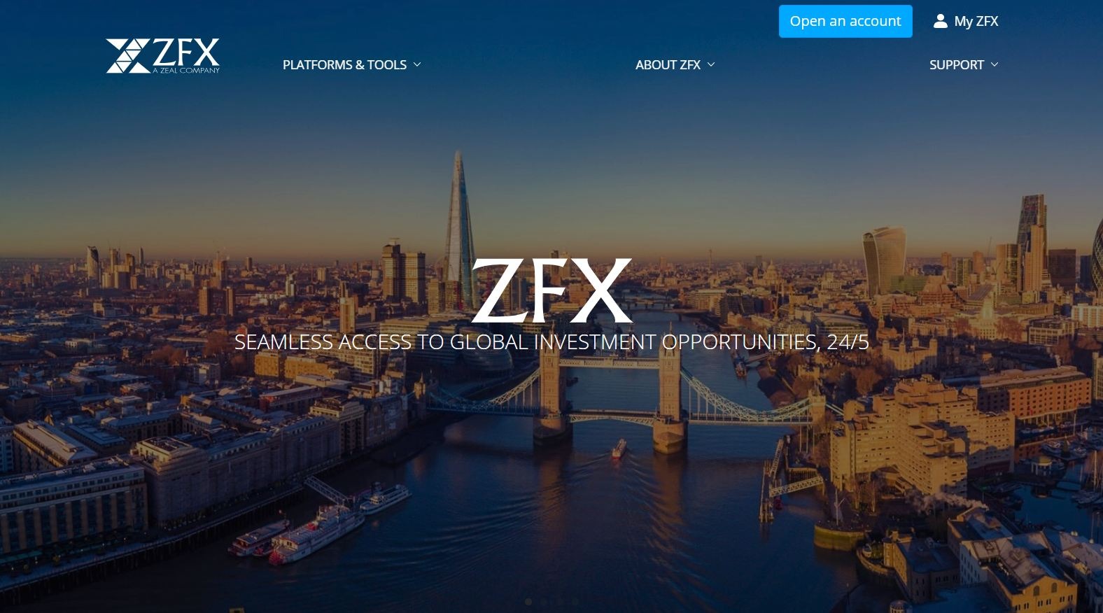 A screenshot of ZFX UK's website