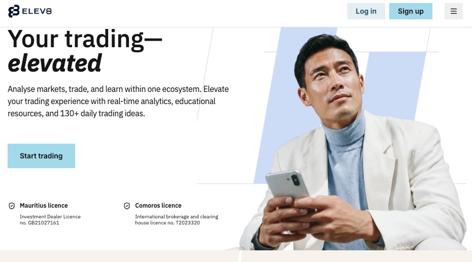 A screenshot of the Elev8 website