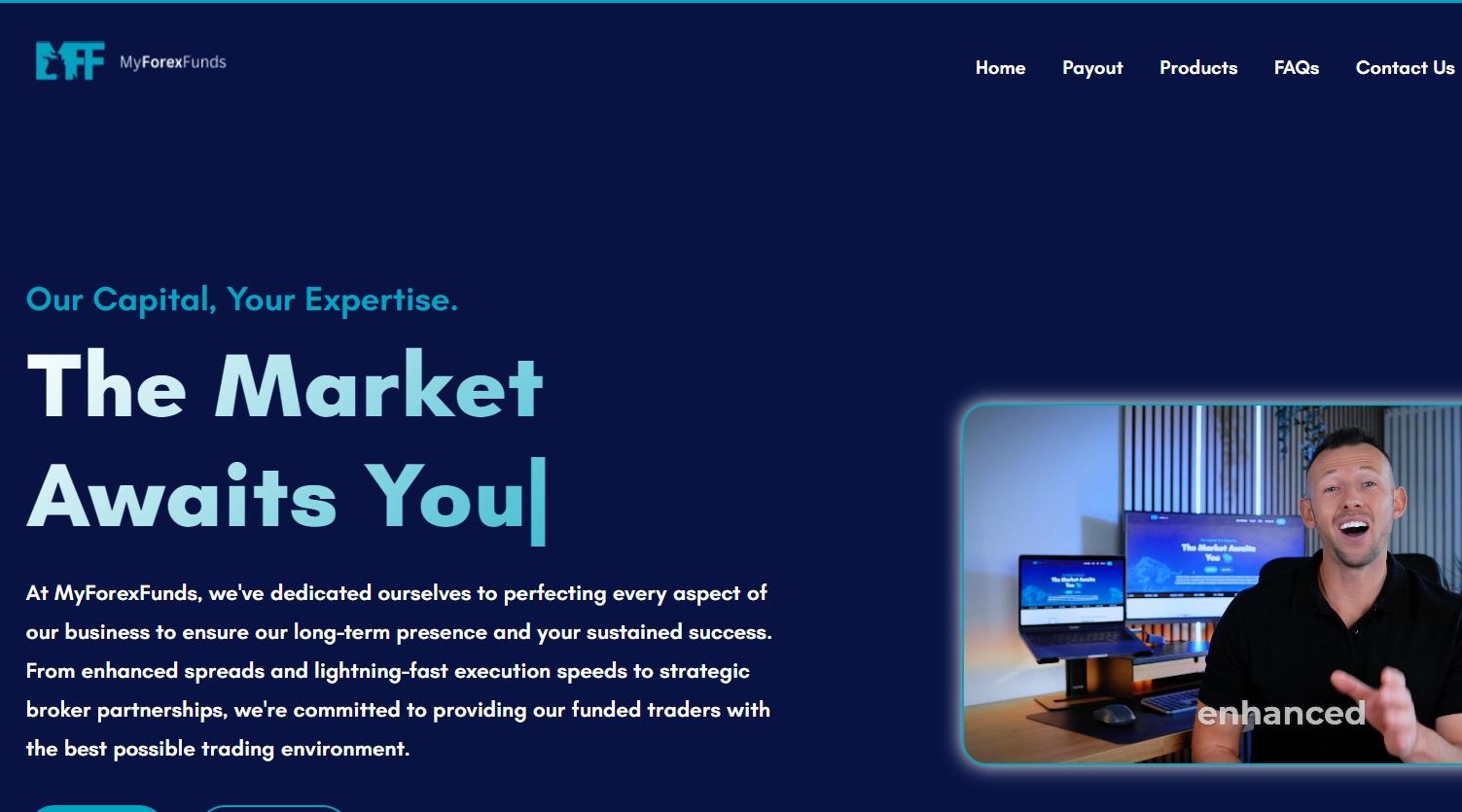 A screenshot of the My Forex Funds clone website