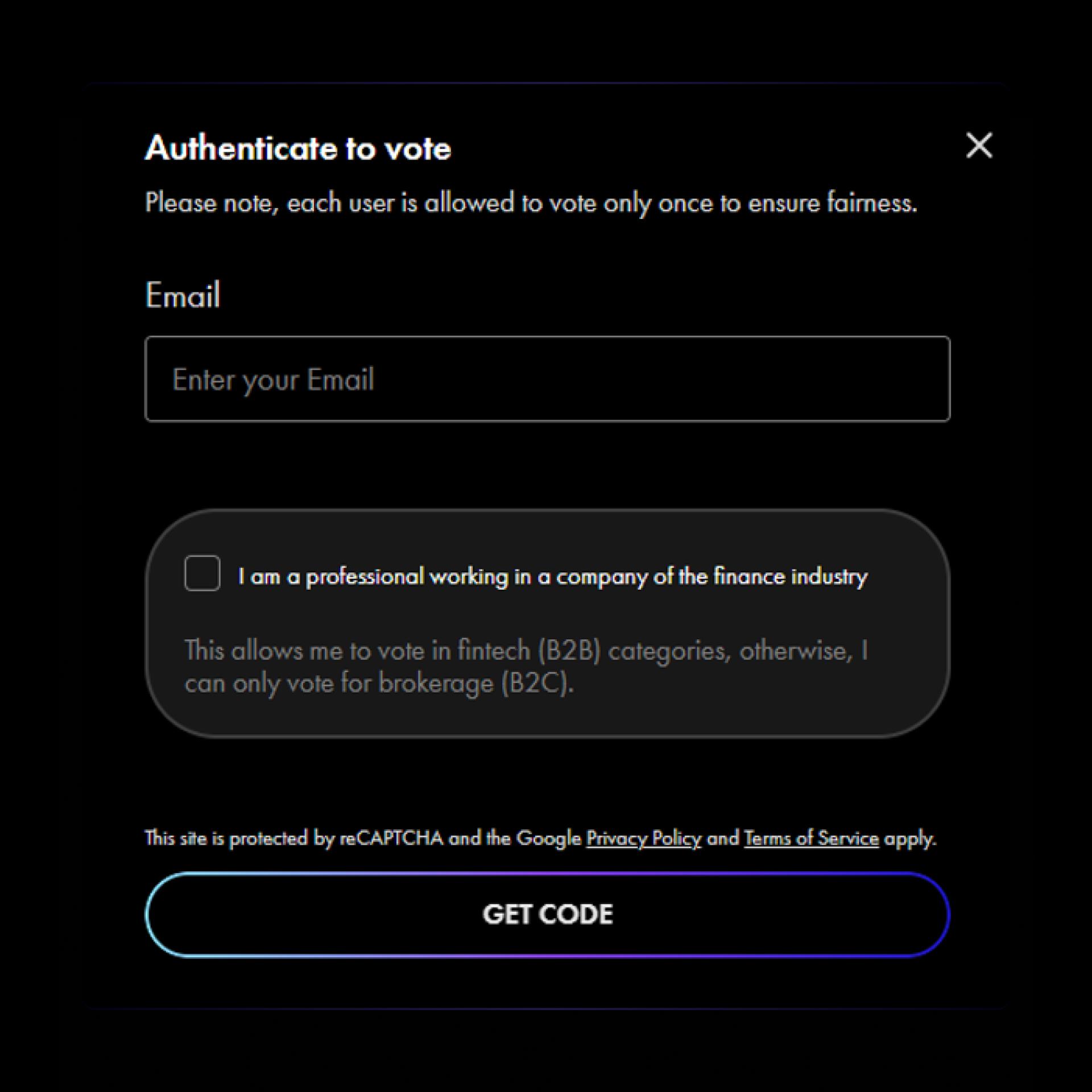 Authenticate to vote in the Finance Magnates Awards 2025
