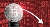 A picture of BTC coin on a stacked pile of other coins, with a downard arrow, red background