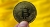 BTC coin in a hand with a yellow background
