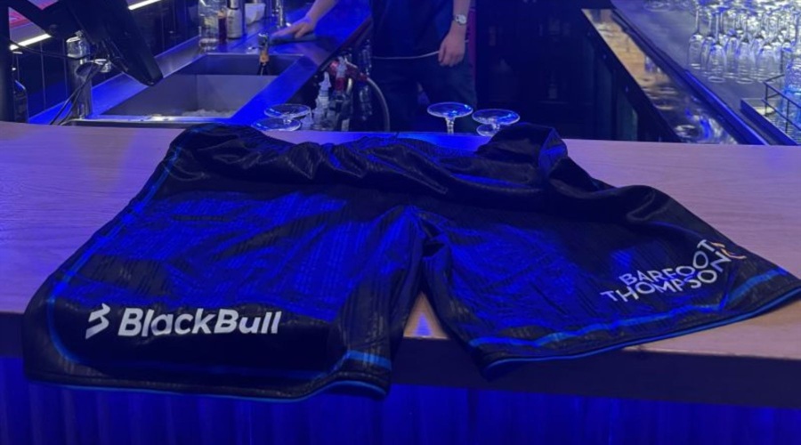 Blackbull logo on the shorts of Auckland FC
