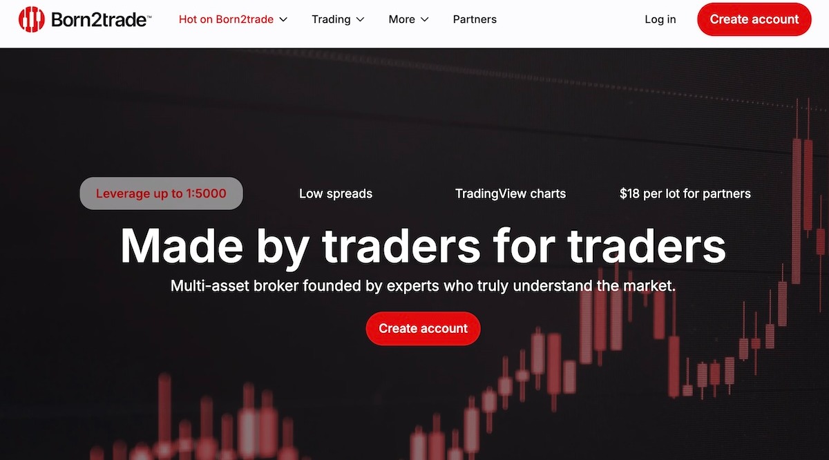 Born2trade, homepage screenshot