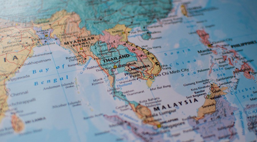Close-up map of Southeast Asia (shutterstock)