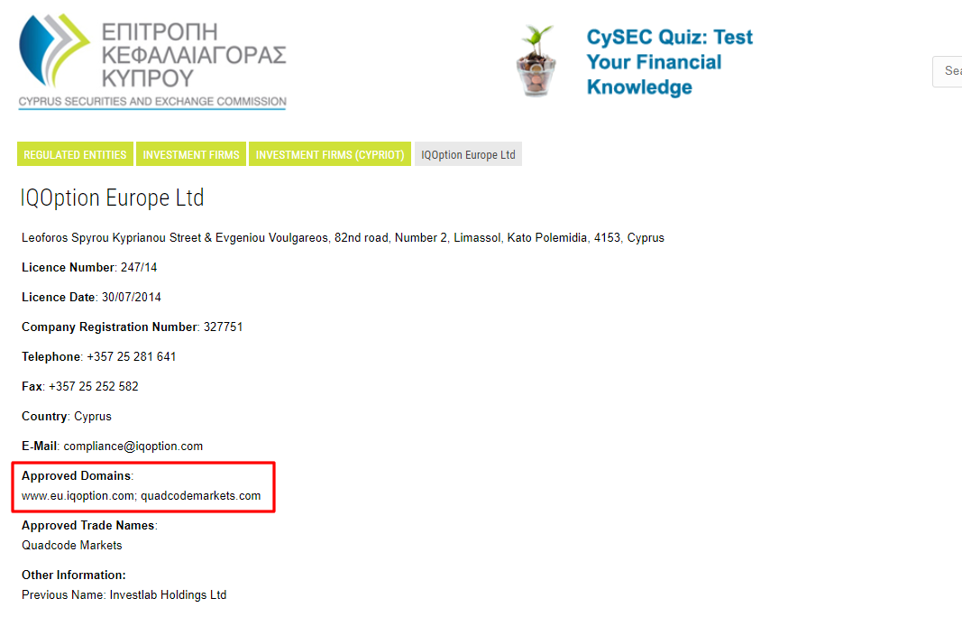 CySEC license by Quadcode Markets