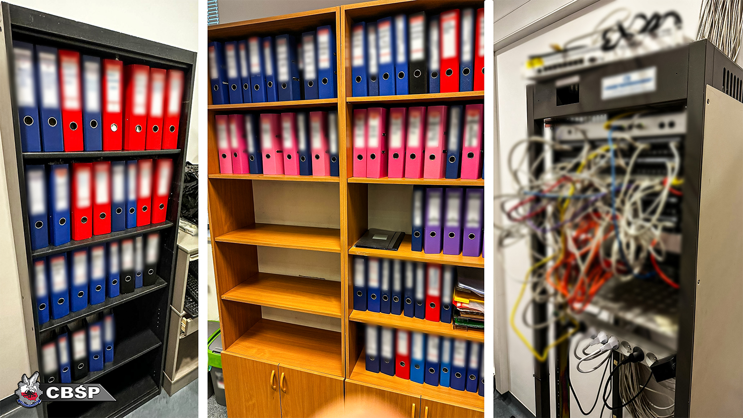 Documents and servers belonging to the fraudsters, secured by the police.