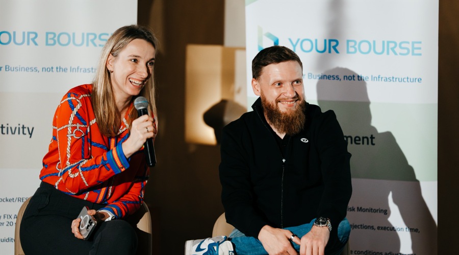 Elina Pedersen, CRO of Your Bourse (left), and Roman Garanin, CEO of Yourfintech (right)