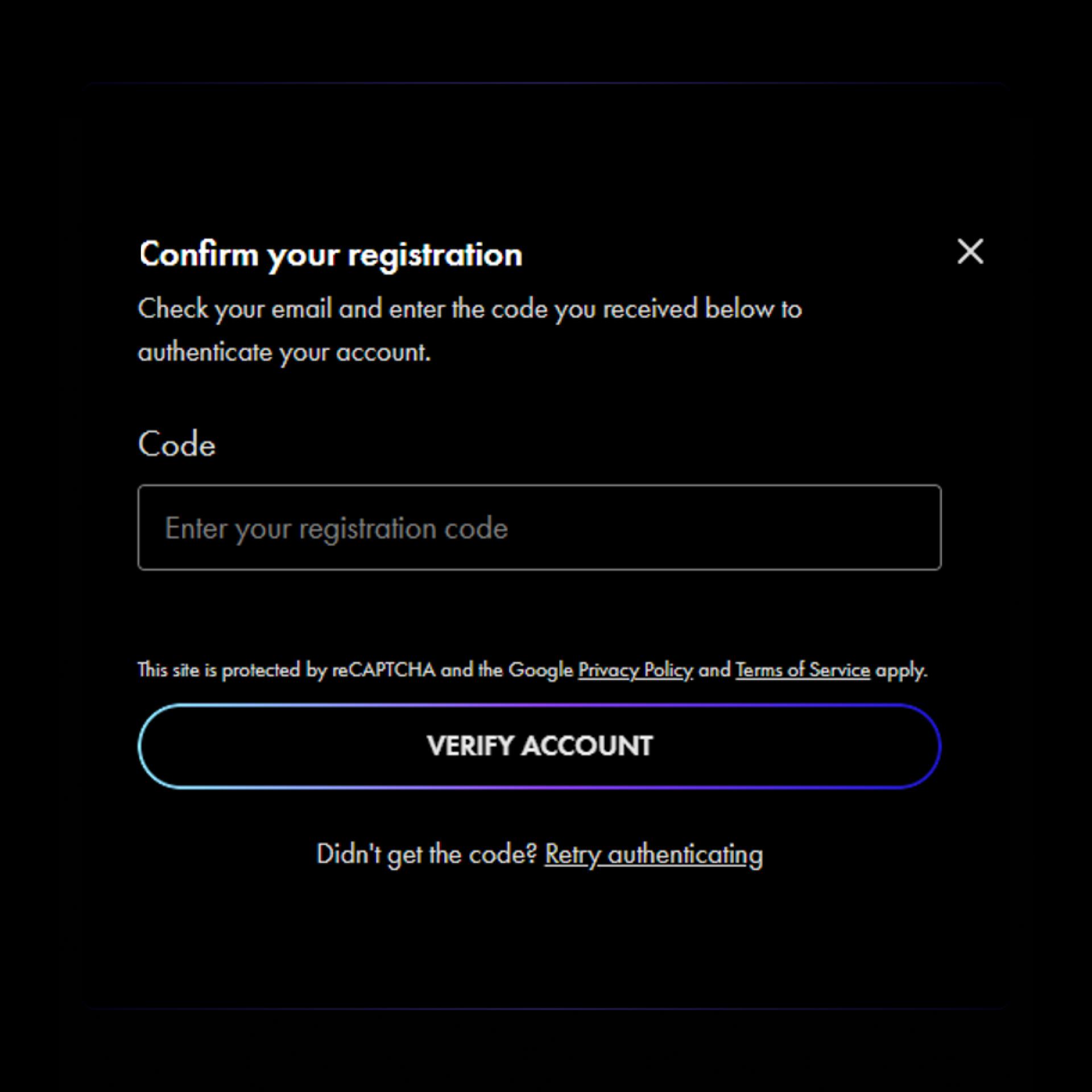 Enter your authentication code