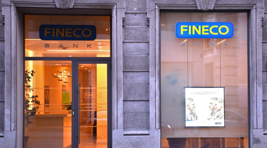 The entrance of Fineco Center in Milan Italy (shutterstock)