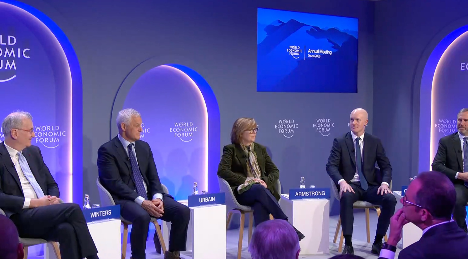 Francois Villeroy de Galhau, Bill Winters, Valerie Urbane, Brian Armstrong, Brad Garlinghouse.