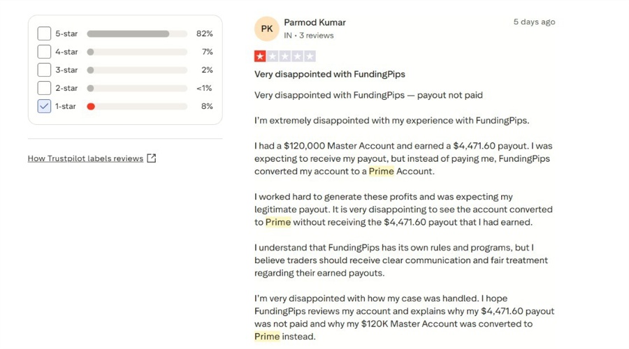 Funding Pips Trustpilot