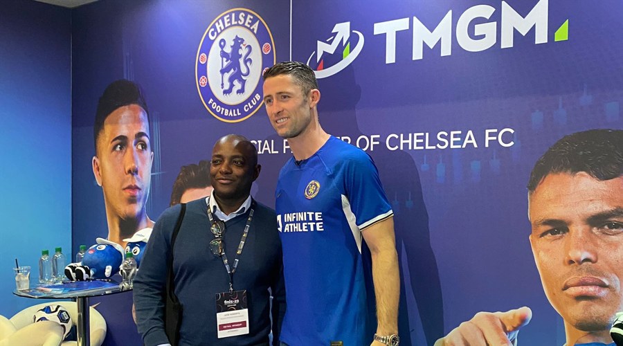 Gary Cahill, a popular former footballer at Chelsea FC, at TMGM booth