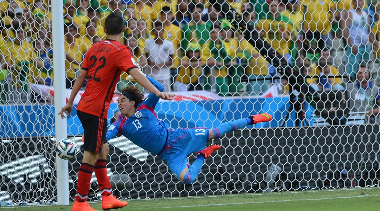 Guillermo Ochoa in action at the 2014 FIFA World Cup, Source: Wikipedia