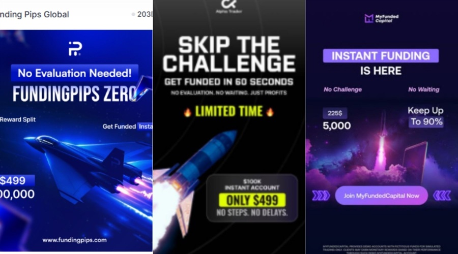 Instant funding offered by many prop platforms.