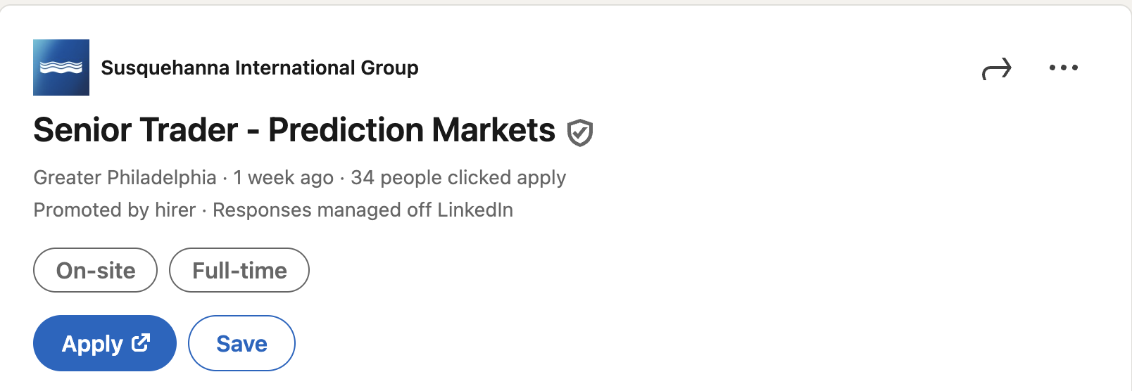 Job posting on LinkedIn