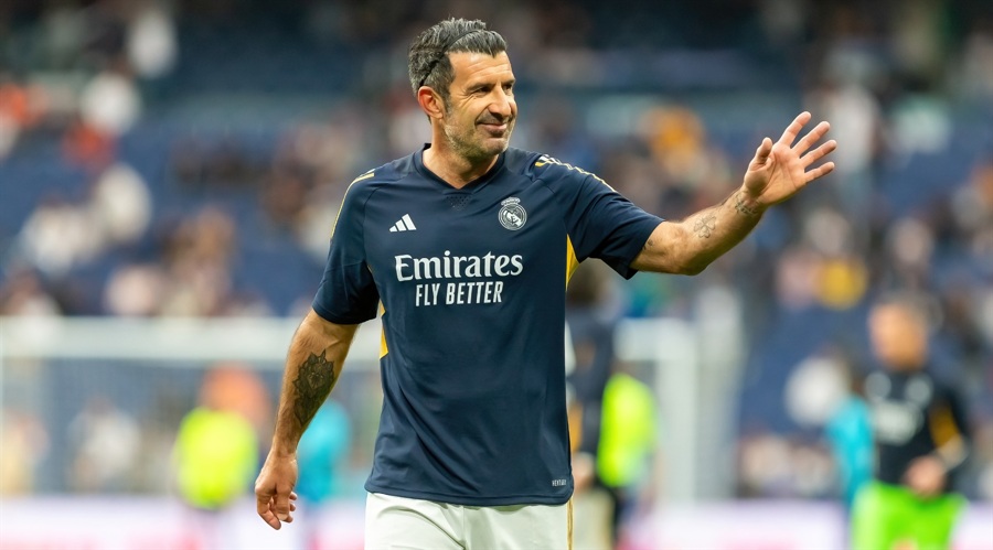 Luis Figo playing for Real Madrid