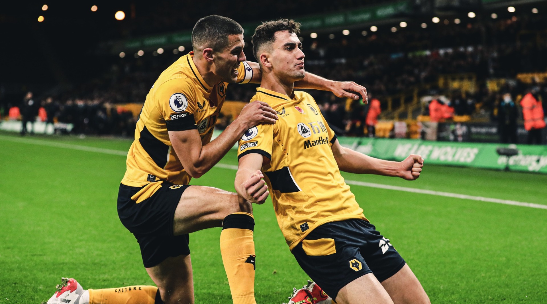 Maximilian Kilman, who played for Wolves, celebrating after a goal