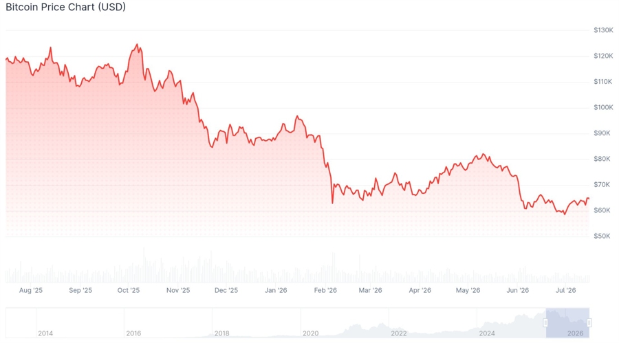 Movement of Bitcoin's USD value in the last 1 year (Source: Coingecko)