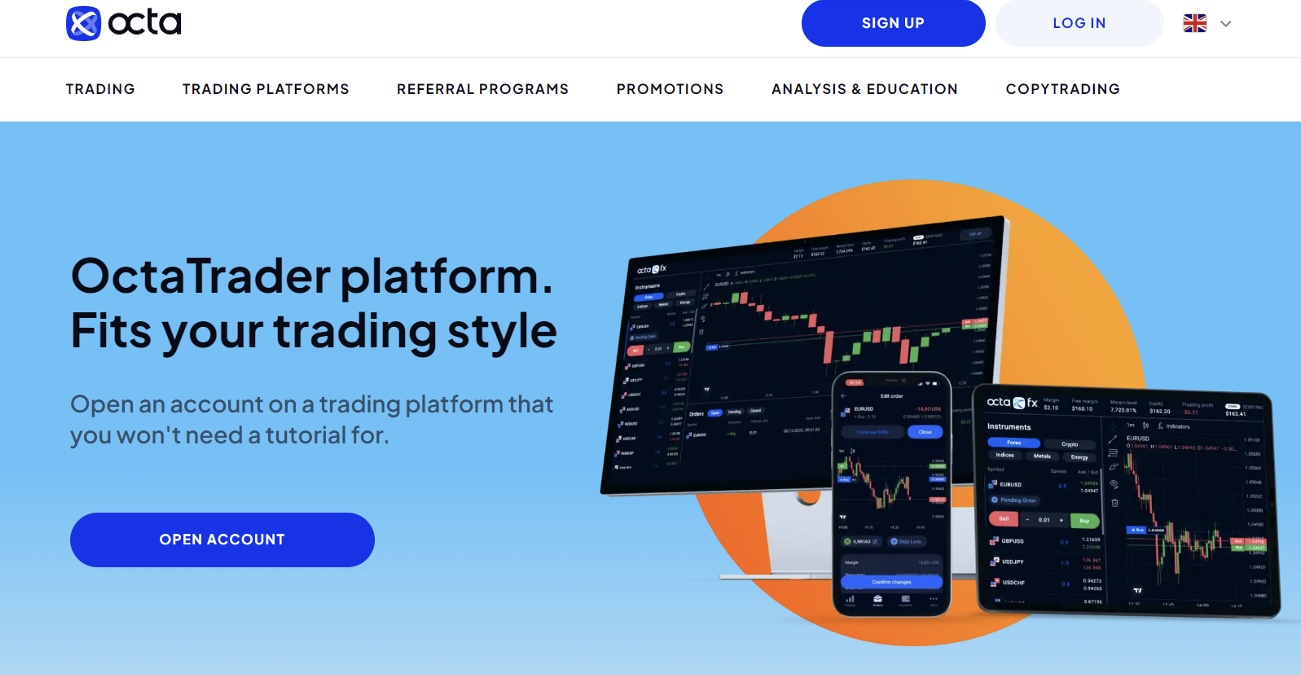 OctaFX’s platform, OctaTrader