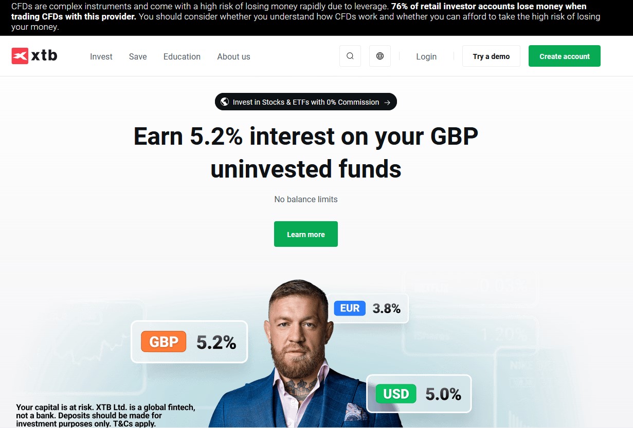 Original page of XTB