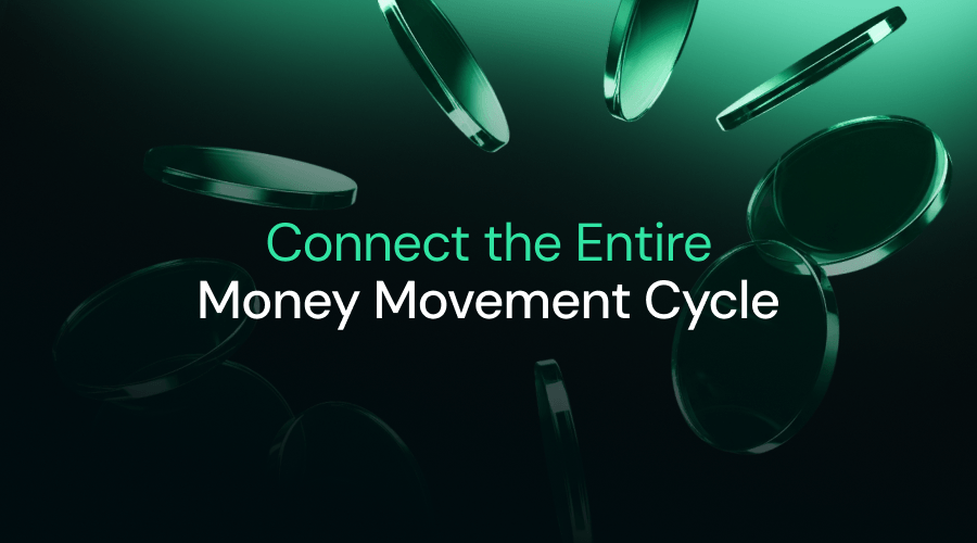 Overchain graphic illustrating a connected money movement cycle across fiat and stablecoins.