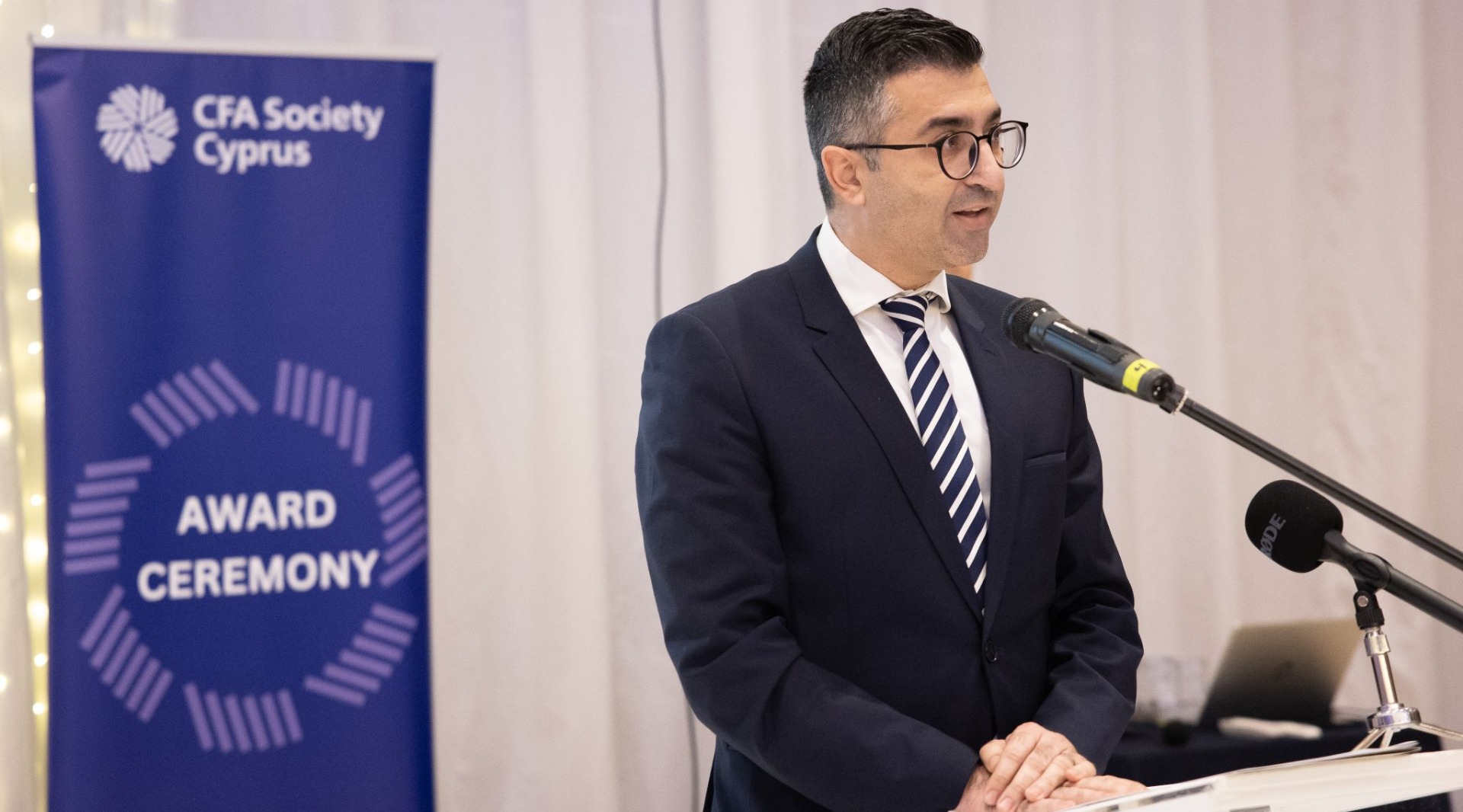 Panikkos Vakkou, speaking during the CFA Society Cyprus event