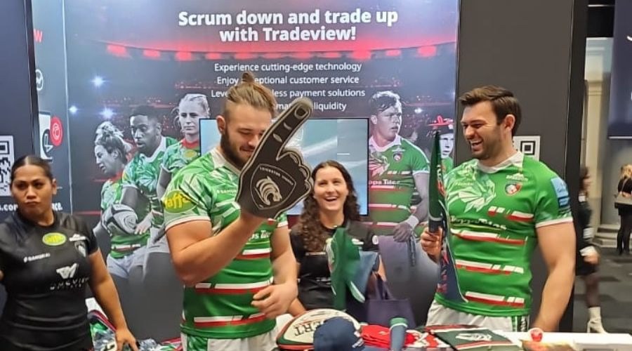 Popular faces from the rugby field at TradeView Markets' booth