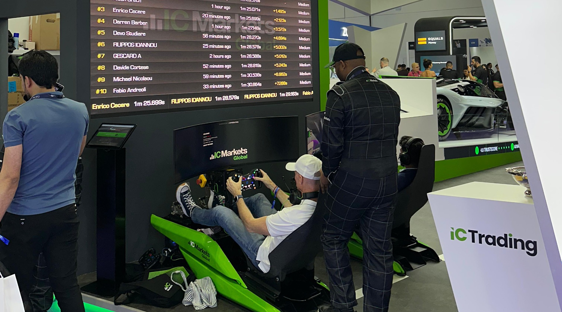 Racing simulator at IC Markets booth