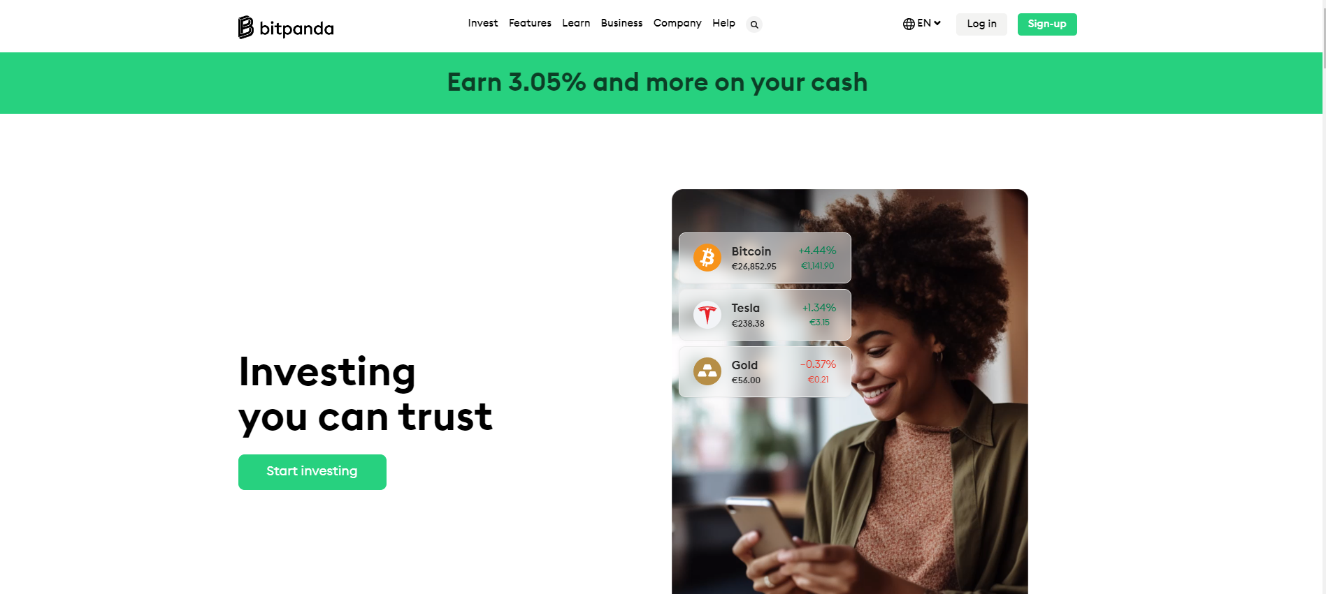 Real website of Bitpanda.