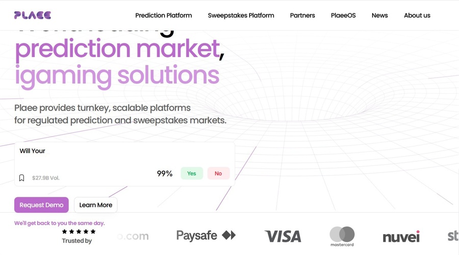 Screenshot from Plaee website