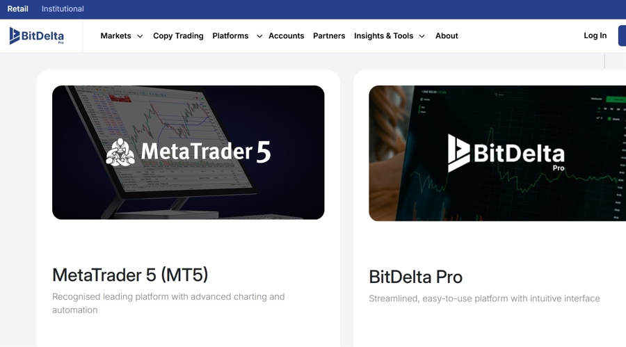 Screenshot of Bitdelta Pro website