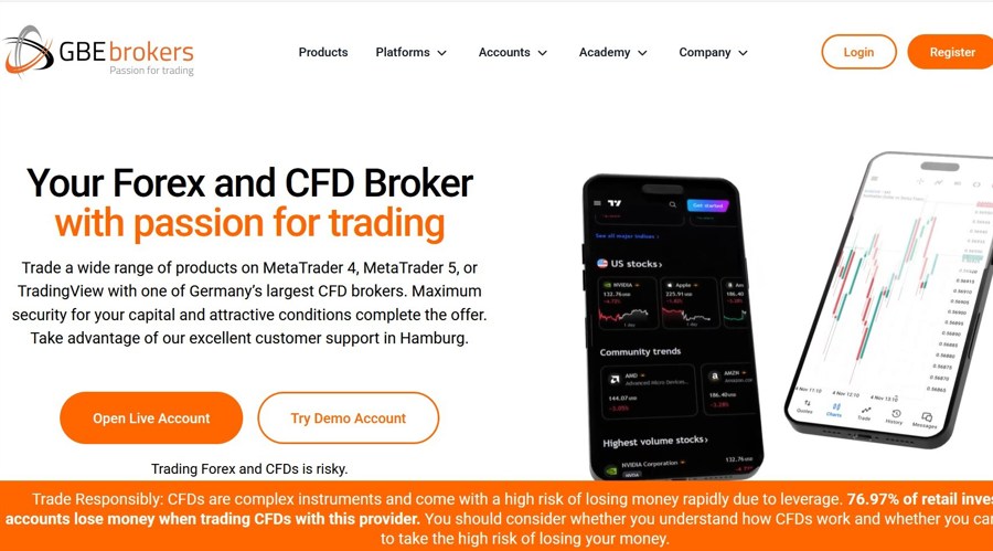 Screenshot of GBE Brokers’ website